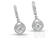 2.02 Ct Diamond Cluster Drop Earrings in 18K White Gold