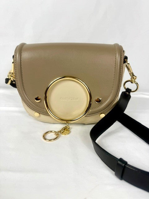 See By Chloe Taupe and Cream Mara Crossbody Bag