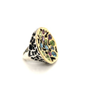STYLIANO Ring in Gold-Plated Sterling Silver with Topaz, Peridot, and Amethyst Ring