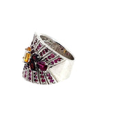 Sterling Silver Band with Citrine, Rubies & Garnets, 7.5"