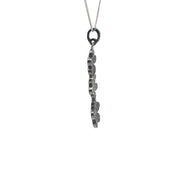 Black Spinel and Pave Diamond Pendant on 18" Sterling Silver Chain