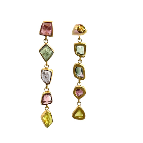 POMEGRANITE Tourmaline Earrings set in gold-plated Sterling Silver