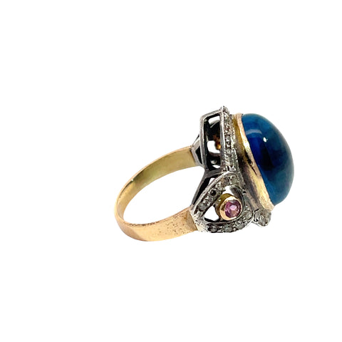 Ring in Sterling Silver featuring Topaz, Sapphires & Diamonds, Size 7.5