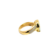 Ring in 18K Yellow Gold with Opal and Diamonds, Size 7