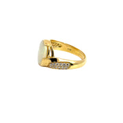 Ring in 18K Yellow Gold with Opal and Diamonds, Size 7