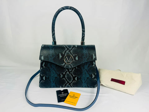 VALENTINO Blue Python Top Handle Bag