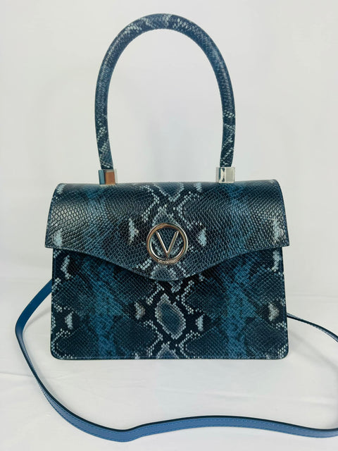 VALENTINO Blue Python Top Handle Bag