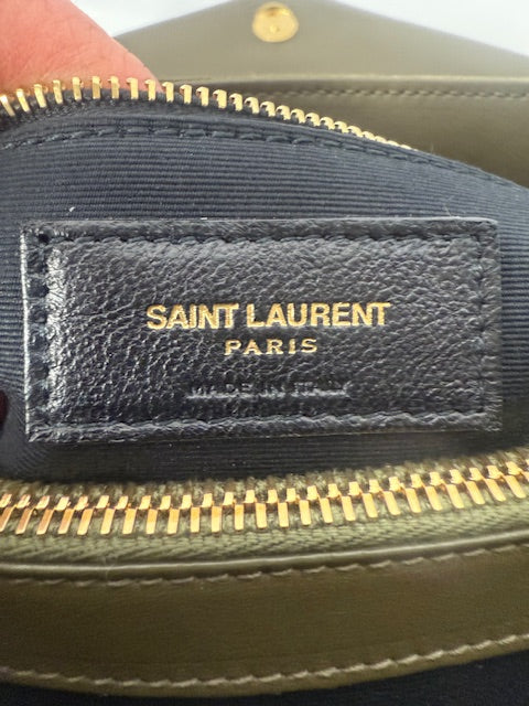 YSL Army Green Suede Medium Lou Bag