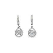 2.02 Ct Diamond Cluster Drop Earrings in 18K White Gold