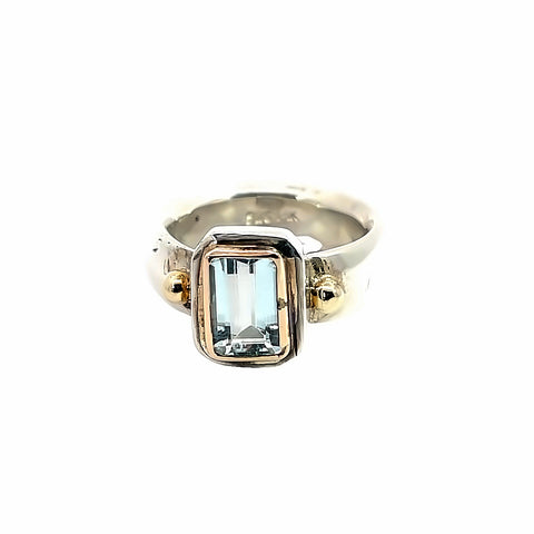 Aquamarine Ring in Sterling Silver, Size 6