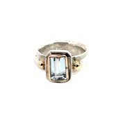 Ring in Sterling Silver and 14K Yellow Gold with Aquamarine, Size 6