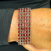 5 Row Bracelet in Sterling Silver with Garnet, 7"