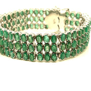 Bracelet in Sterling Silver with Emeralds, 7"