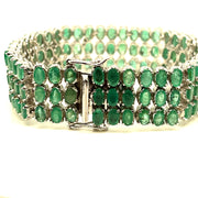 Bracelet in Sterling Silver with Emeralds, 7"