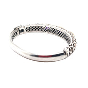 Bangle Bracelet in Sterling Silver and Yellow Gold with Purple Amethyst, 8.5"