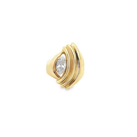 Gold Swirl Ring with Cubic Zirconia