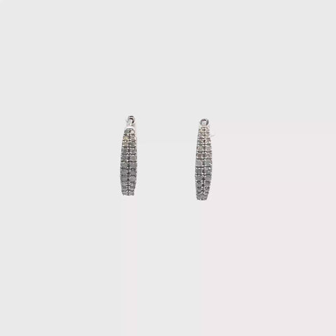 Diamond Double Row Earrings set in Sterling Silver