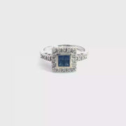 Sapphire and Diamond Ring in 14K White Gold