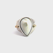 Mabe Pearl Ring in Sterling Silver with 14K Gold accents, Size 7.5