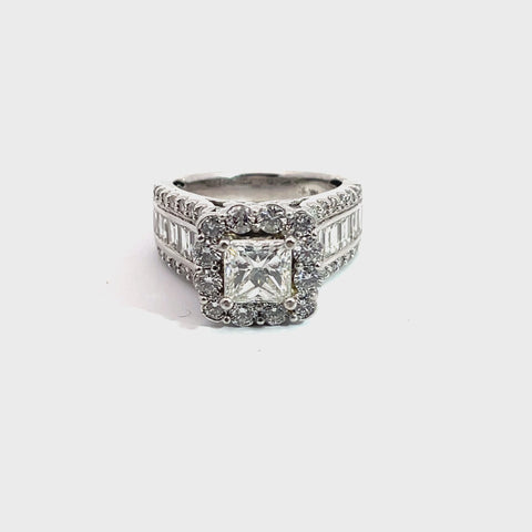 Diamond Ring in Rhodium-Plated 14K White Gold with Diamonds, Size 7