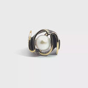 STYLIANO Pearl Ring in 9K Gold and Sterling Silver