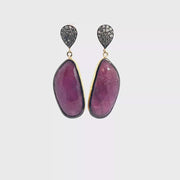 Ela Rae Earrings with Ruby Earrings in gold-plated Sterling Silver