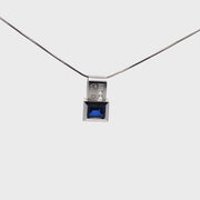 Sapphire and White Gold Pendant with Cubic Zirconia Accents