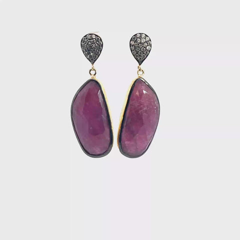 ELA RAE Earrings with Ruby in gold-plated Sterling Silver