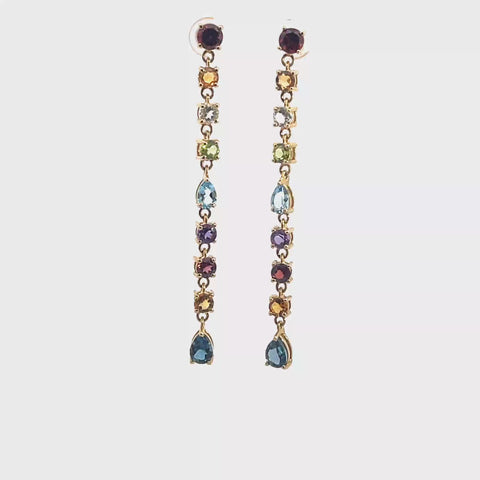 Drop Earrings in gold-plated Sterling Silver with Semi-precious Gemstones