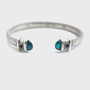 Sterling Silver Cuff, Teal Zirconia