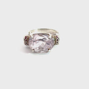 Ring in Sterling Silver with Pale Lavender Kunzite and Rubies, Size 7