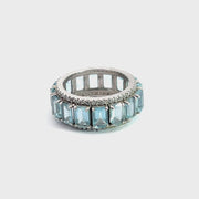 Aquamarine Eternity Band set in Sterling Silver, Size 7.5"