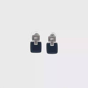 Black Onyx Earrings in 14K White Gold