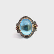 Ring in Sterling Silver featuring Topaz, Sapphires & Diamonds, Size 7.5