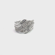 Diamond Ring in Rhodium-Plated 10K White Gold with Diamonds, Size 7.5