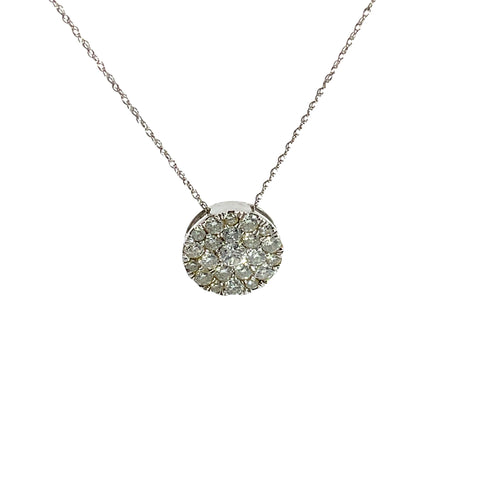 Diamond Pendant and 10K White Gold Chain, 20"