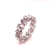 Eternity Band in White Gold with White Topaz, Size 7.5