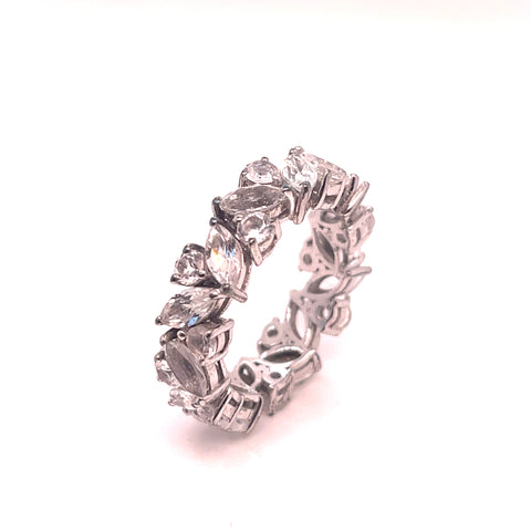 Eternity Band in Sterling Silver with White Topaz, Size 7.5