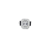 Pave Cubic Zirconia Diamonds & Black Enamel Ring in Sterling Silver