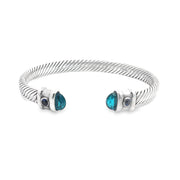 Sterling Silver Cuff, Teal Zirconia