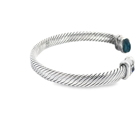 Sterling Silver Cuff, Teal Zirconia