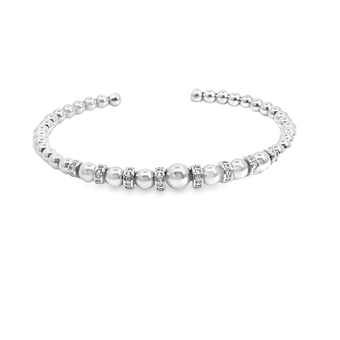 Silver Bead and Diamond Bracelet