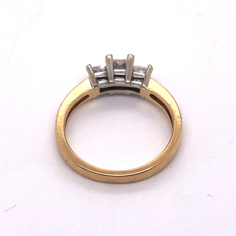 3 Across Diamond Ring in 14K White & Yellow Gold, Size 5.5