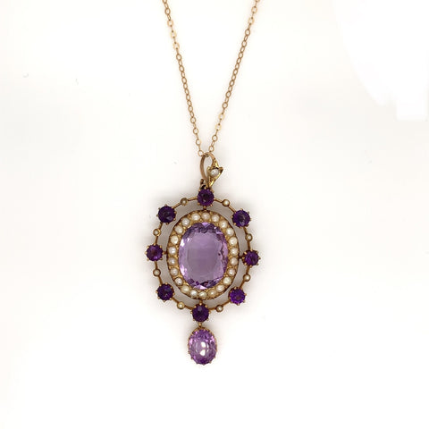 amethyst and pearl pendant necklace