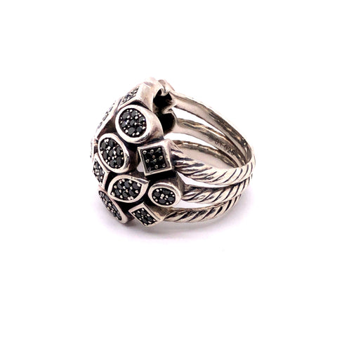 DAVID YURMAN Confetti Ring with Black Diamonds in Sterling Silver, Size 7