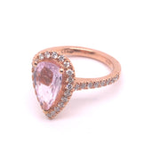 Ring in 14K Rose Gold with Pink Sapphire and Diamonds, Size 7.0