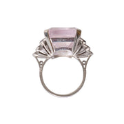 Vintage Ring in Platinum with Pink Kunzite and White Diamonds, Size 8.5