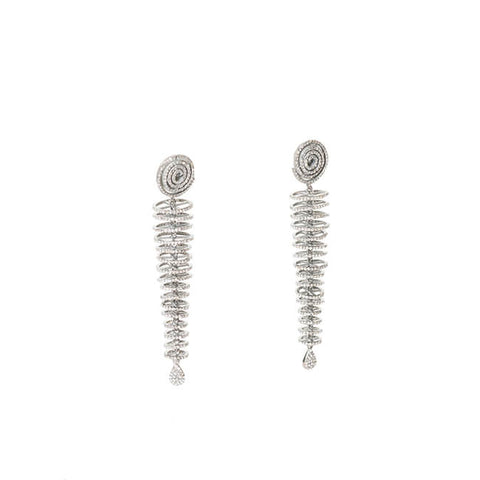 Drop Earrings in Sterling Silver with Pave Diamonds