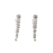 Drop Earrings in Sterling Silver with Pave Diamonds