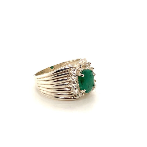 Ring in Sterling Silver with Emerald and Topaz, Size 7